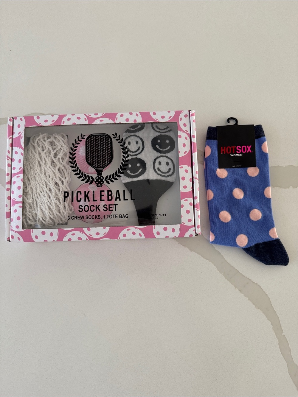 Pickleball Sock Set – Pink & Black Crew Socks + pair of women’s HOTSOX